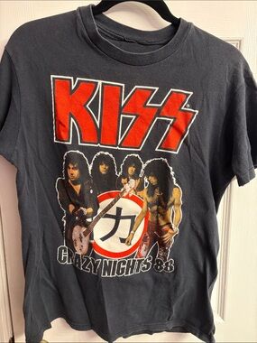 1988 Kiss Single Stitch T Shirt Crazy Nights Black Double Side 80s Vintage